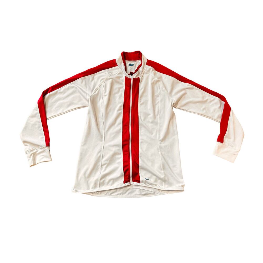 LUNA Cycling Wind Jacket Red & White Full Zip Women Size XL